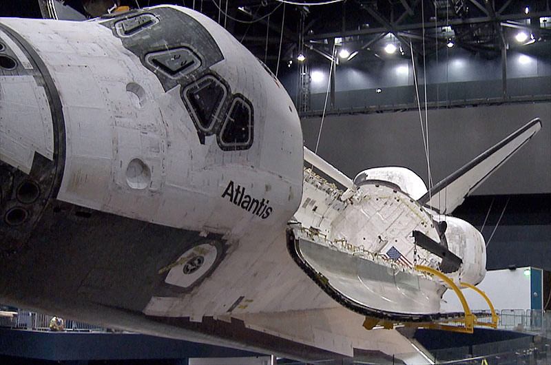 Space Shuttle Atlantis' Payload Bay Opened for Museum Display